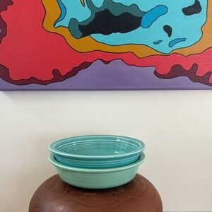 Fiestaware 7” dia. Bowls -Turquoise and Light Green Ceramic Bowls